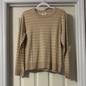 Pulse Boutique Beige & Cream Striped Shimmer Sweater – NWOT